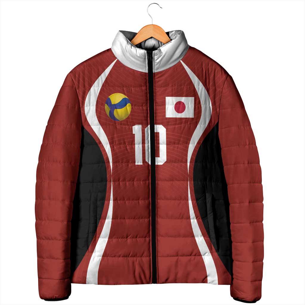 Custom Japan Volleyball Padded Jacket Sporty Style Red Color