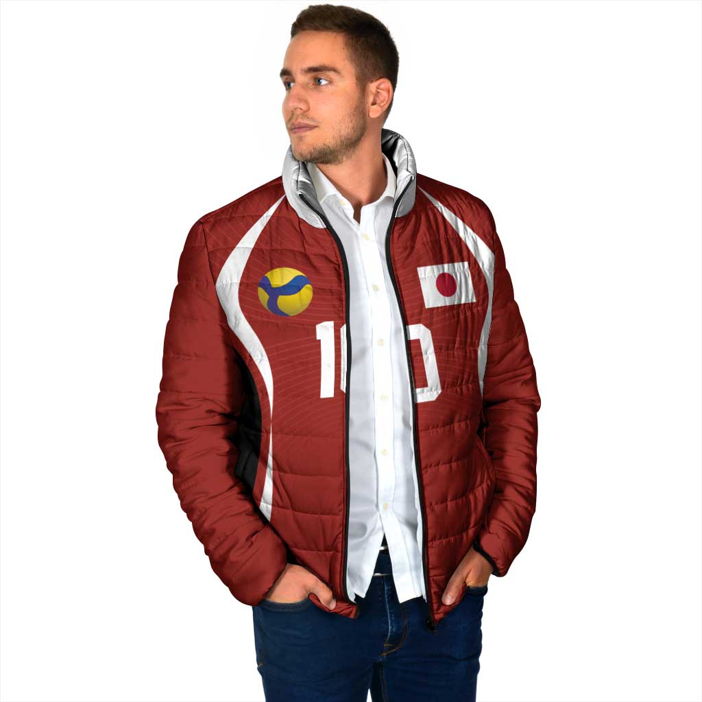 Custom Japan Volleyball Padded Jacket Sporty Style Red Color