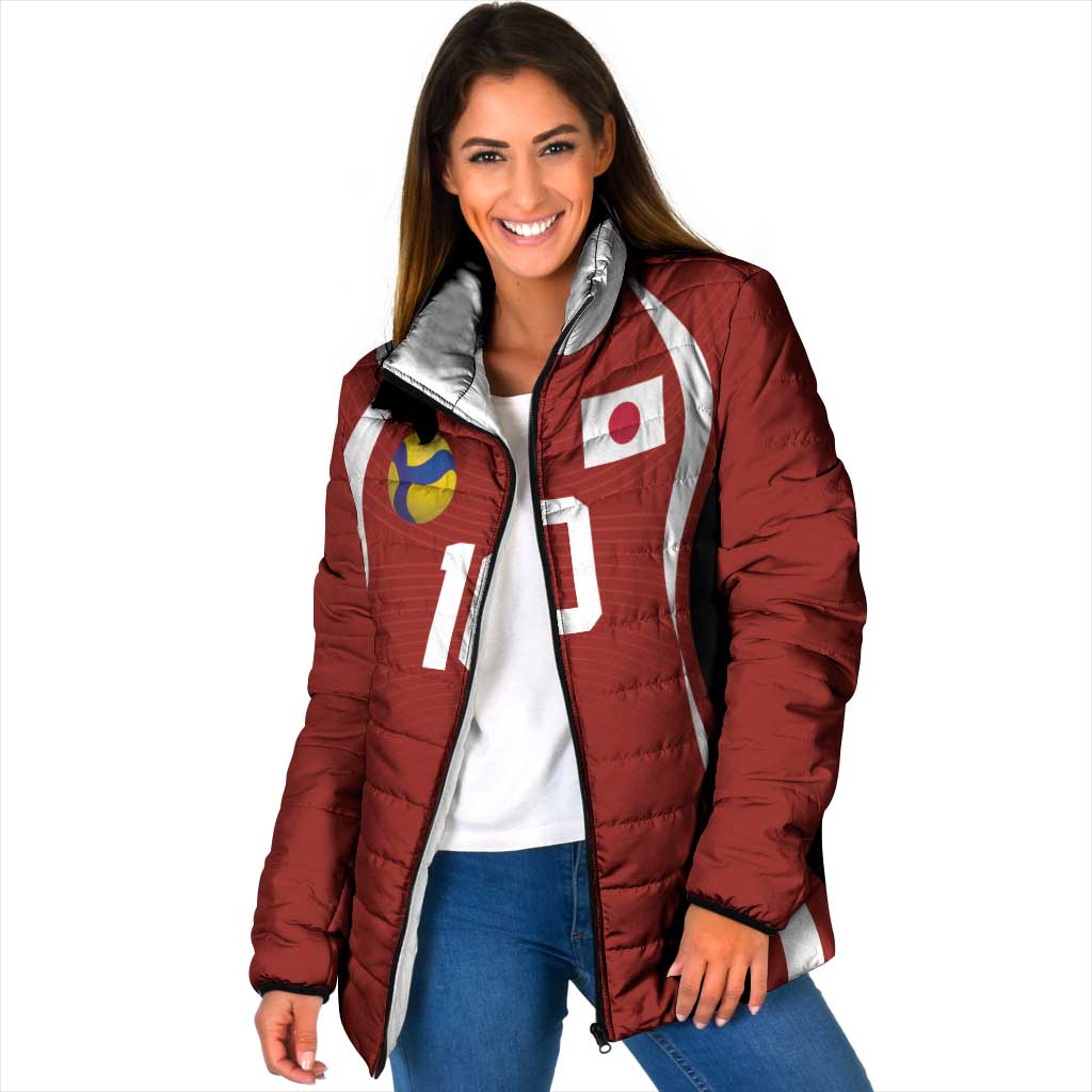 Custom Japan Volleyball Padded Jacket Sporty Style Red Color