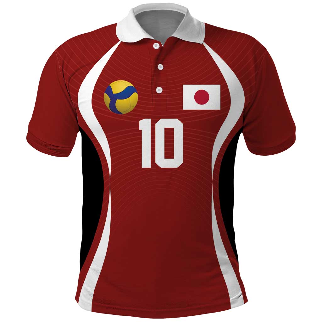 Custom Japan Volleyball Polo Shirt Sporty Style Red Color