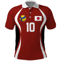 Custom Japan Volleyball Polo Shirt Sporty Style Red Color