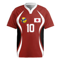 Custom Japan Volleyball Rugby Jersey Sporty Style Red Color