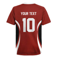 Custom Japan Volleyball Rugby Jersey Sporty Style Red Color