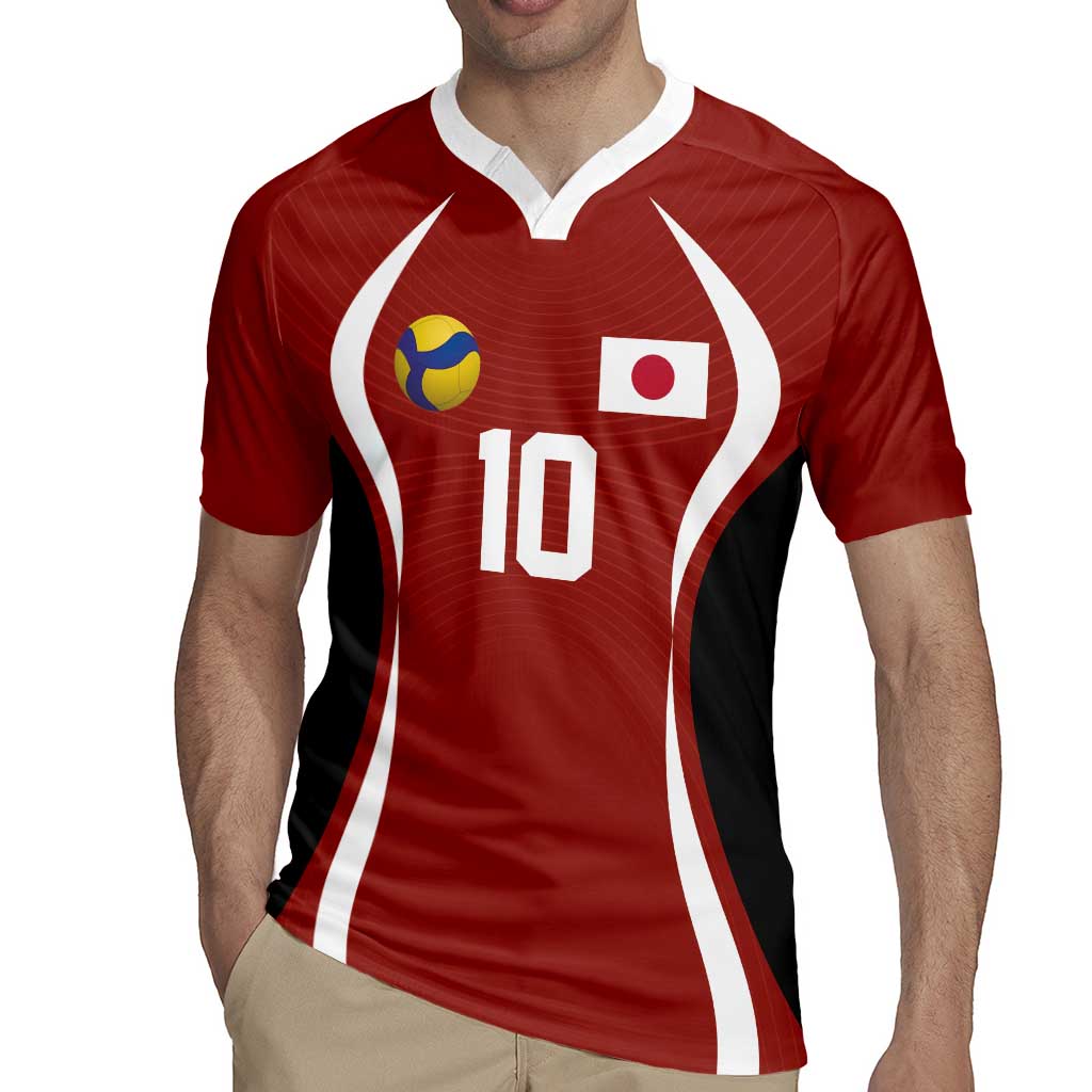 Custom Japan Volleyball Rugby Jersey Sporty Style Red Color