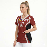 Custom Japan Volleyball Scrub Top Sporty Style Red Color