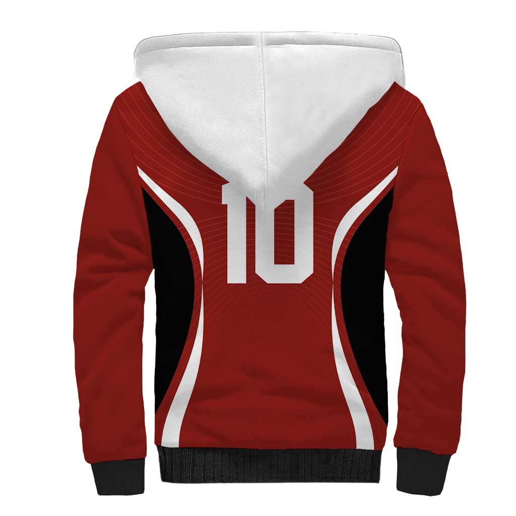 Custom Japan Volleyball Sherpa Hoodie Sporty Style Red Color