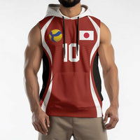 Custom Japan Volleyball Sleeveless Hoodie Sporty Style Red Color