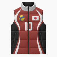 Custom Japan Volleyball Sleeveless Puffer Jacket Sporty Style Red Color