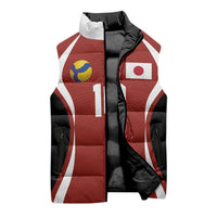 Custom Japan Volleyball Sleeveless Puffer Jacket Sporty Style Red Color