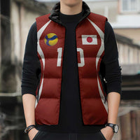 Custom Japan Volleyball Sleeveless Puffer Jacket Sporty Style Red Color