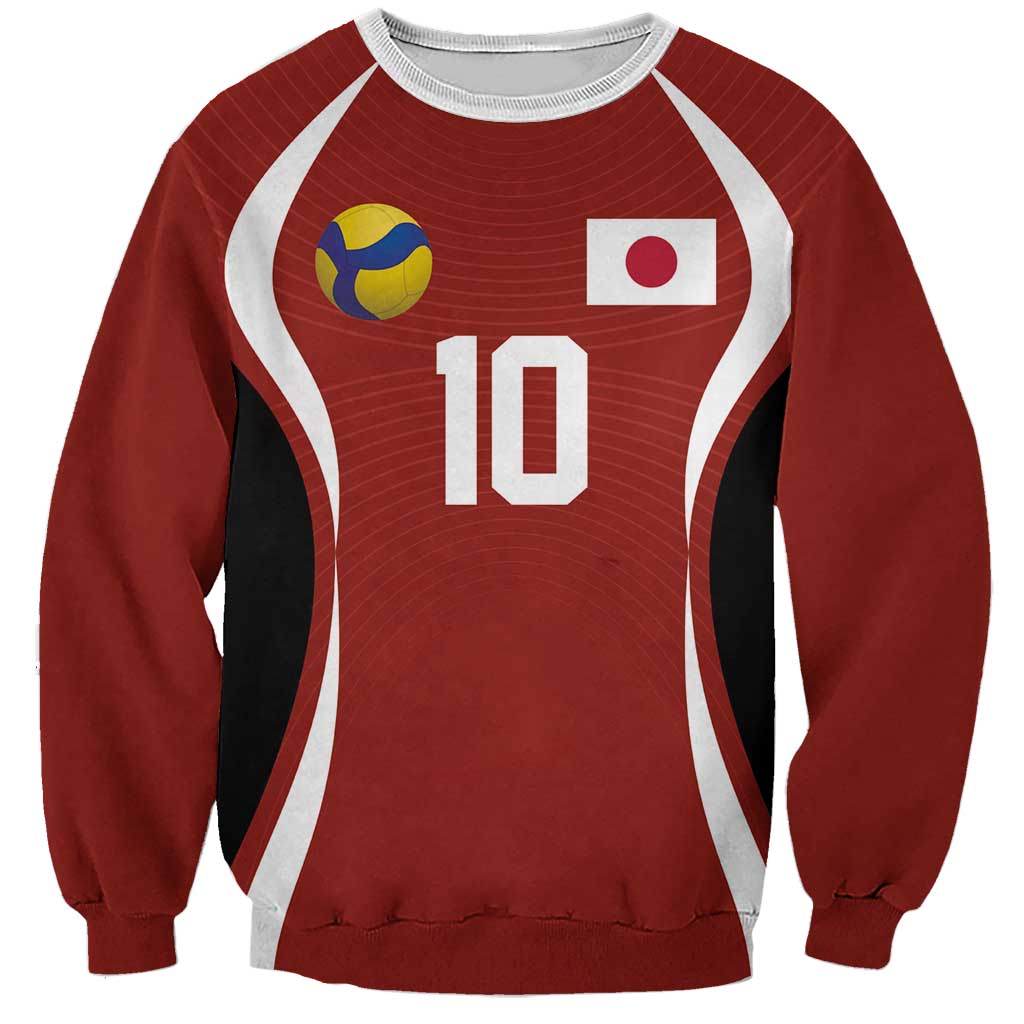 Custom Japan Volleyball Sweatshirt Sporty Style Red Color