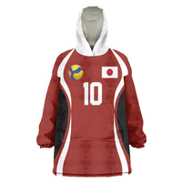 Custom Japan Volleyball Wearable Blanket Hoodie Sporty Style Red Color