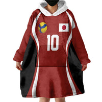 Custom Japan Volleyball Wearable Blanket Hoodie Sporty Style Red Color