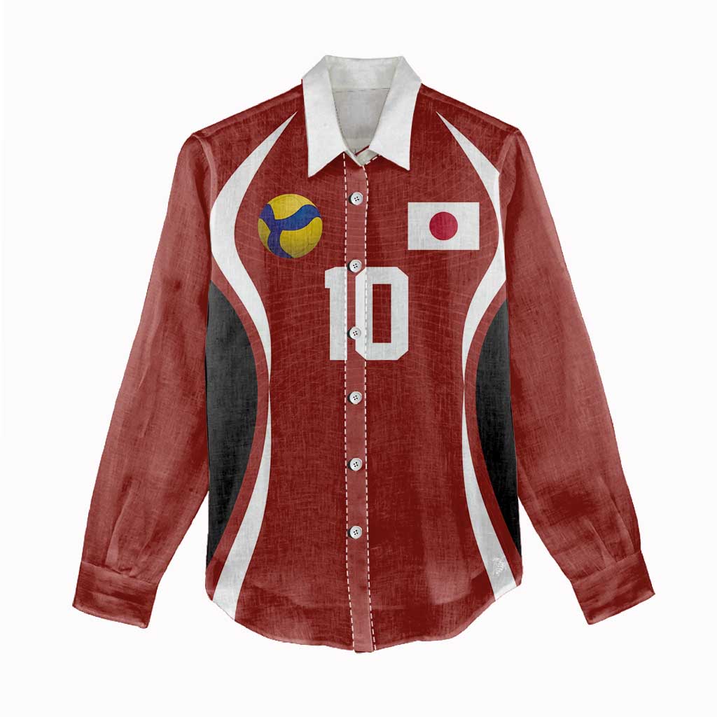 Custom Japan Volleyball Women Casual Shirt Sporty Style Red Color