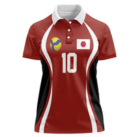 Custom Japan Volleyball Women Polo Shirt Sporty Style Red Color