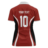 Custom Japan Volleyball Women Polo Shirt Sporty Style Red Color