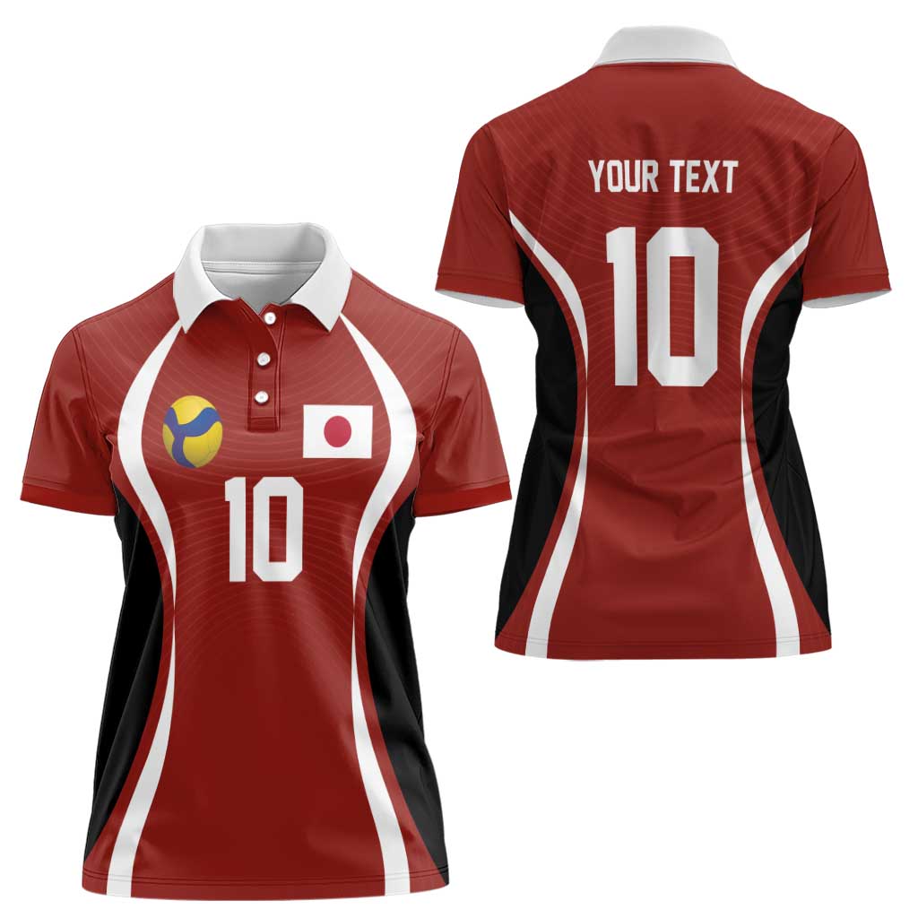 Custom Japan Volleyball Women Polo Shirt Sporty Style Red Color