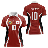 Custom Japan Volleyball Women Polo Shirt Sporty Style Red Color