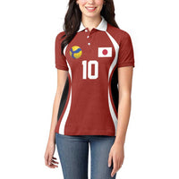 Custom Japan Volleyball Women Polo Shirt Sporty Style Red Color
