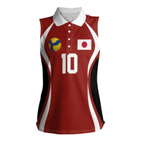 Custom Japan Volleyball Women Sleeveless Polo Shirt Sporty Style Red Color
