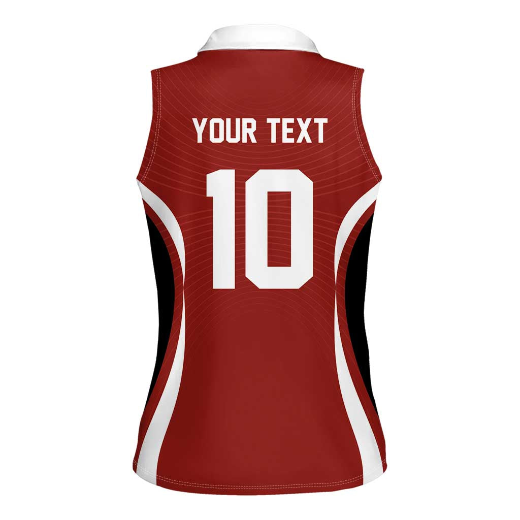 Custom Japan Volleyball Women Sleeveless Polo Shirt Sporty Style Red Color