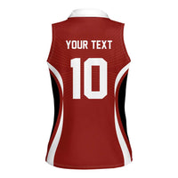 Custom Japan Volleyball Women Sleeveless Polo Shirt Sporty Style Red Color