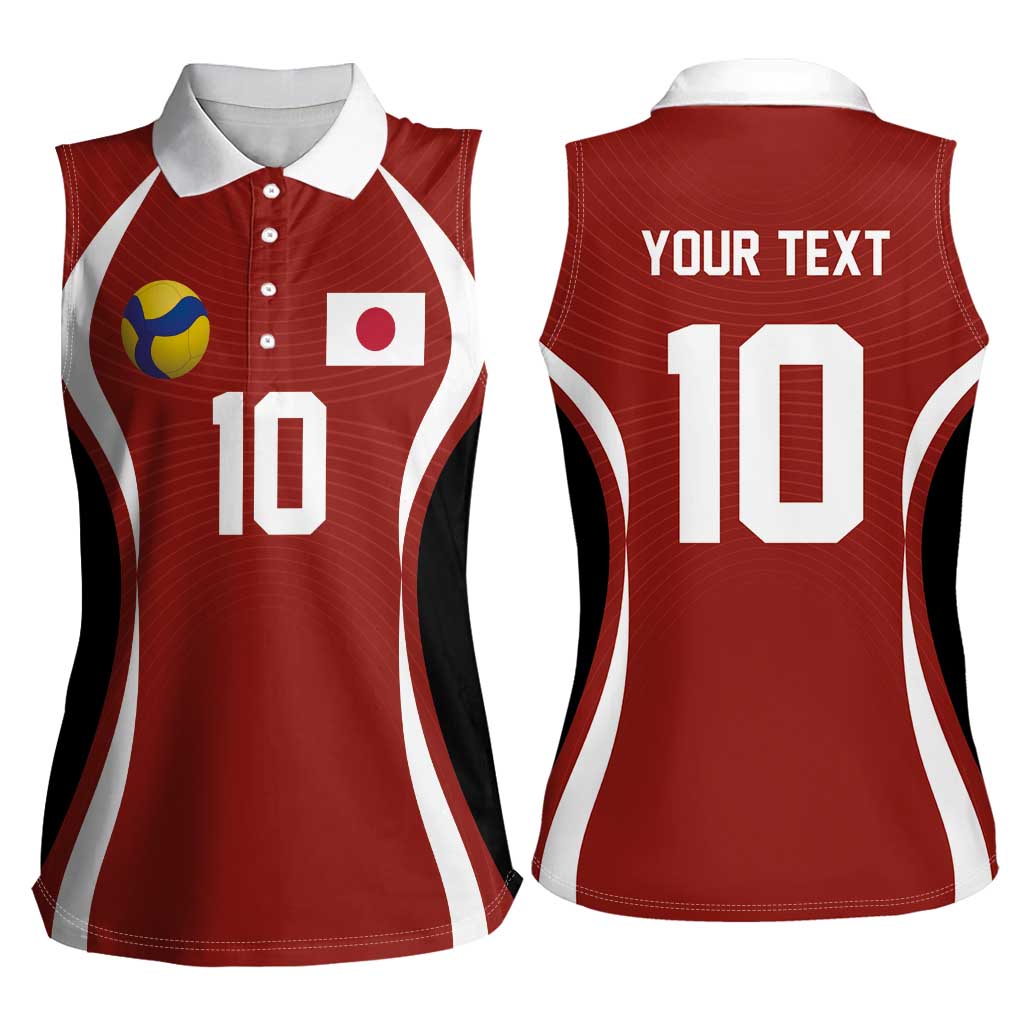 Custom Japan Volleyball Women Sleeveless Polo Shirt Sporty Style Red Color