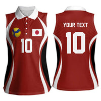 Custom Japan Volleyball Women Sleeveless Polo Shirt Sporty Style Red Color