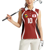 Custom Japan Volleyball Women Sleeveless Polo Shirt Sporty Style Red Color
