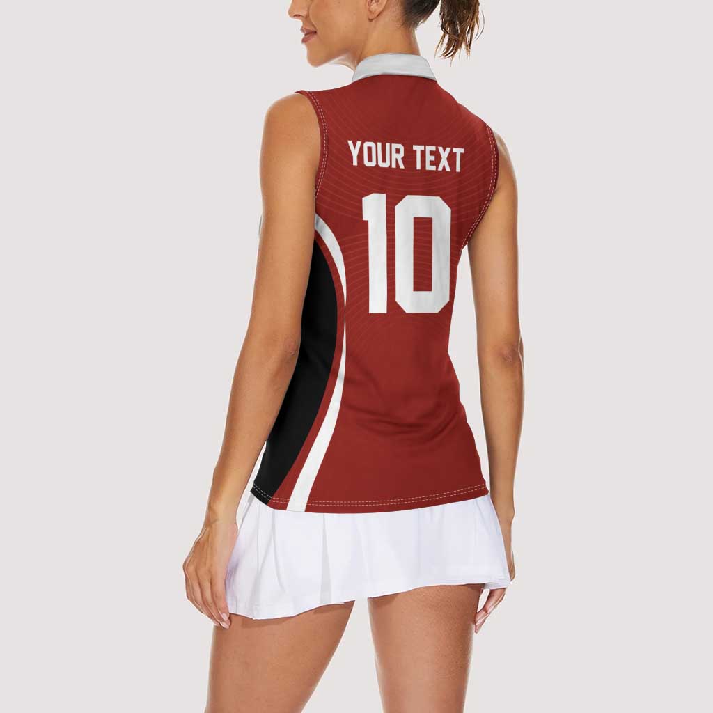 Custom Japan Volleyball Women Sleeveless Polo Shirt Sporty Style Red Color