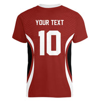 Custom Japan Volleyball Women V-Neck T-Shirt Sporty Style Red Color