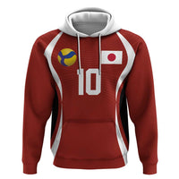 Custom Japan Volleyball Zip Hoodie Sporty Style Red Color