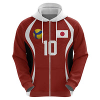 Custom Japan Volleyball Zip Hoodie Sporty Style Red Color