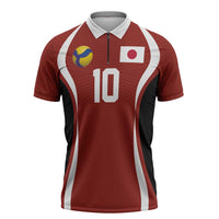 Custom Japan Volleyball Zipper Polo Shirt Sporty Style Red Color