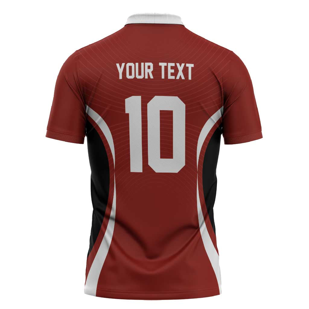 Custom Japan Volleyball Zipper Polo Shirt Sporty Style Red Color