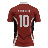 Custom Japan Volleyball Zipper Polo Shirt Sporty Style Red Color