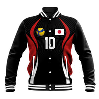 Custom Japan Volleyball Baseball Jacket Sporty Style Black Color
