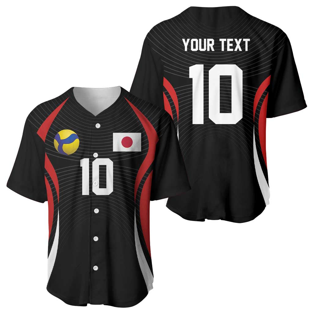 Custom Japan Volleyball Baseball Jersey Sporty Style Black Color