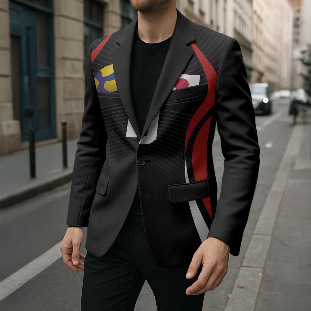 Custom Japan Volleyball Blazer Sporty Style Black Color