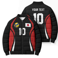 Custom Japan Volleyball Bomber Puffer Jacket Sporty Style Black Color