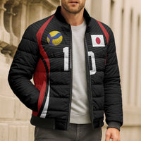 Custom Japan Volleyball Bomber Puffer Jacket Sporty Style Black Color