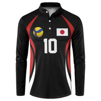 Custom Japan Volleyball Button Sweatshirt Sporty Style Black Color