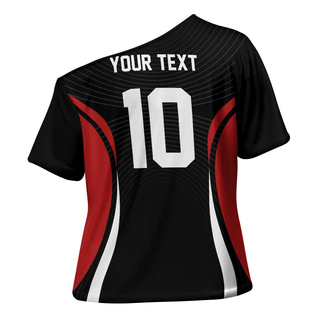 Custom Japan Volleyball Cross Shoulder Shirt Sporty Style Black Color
