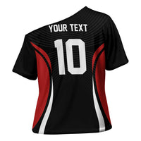 Custom Japan Volleyball Cross Shoulder Shirt Sporty Style Black Color
