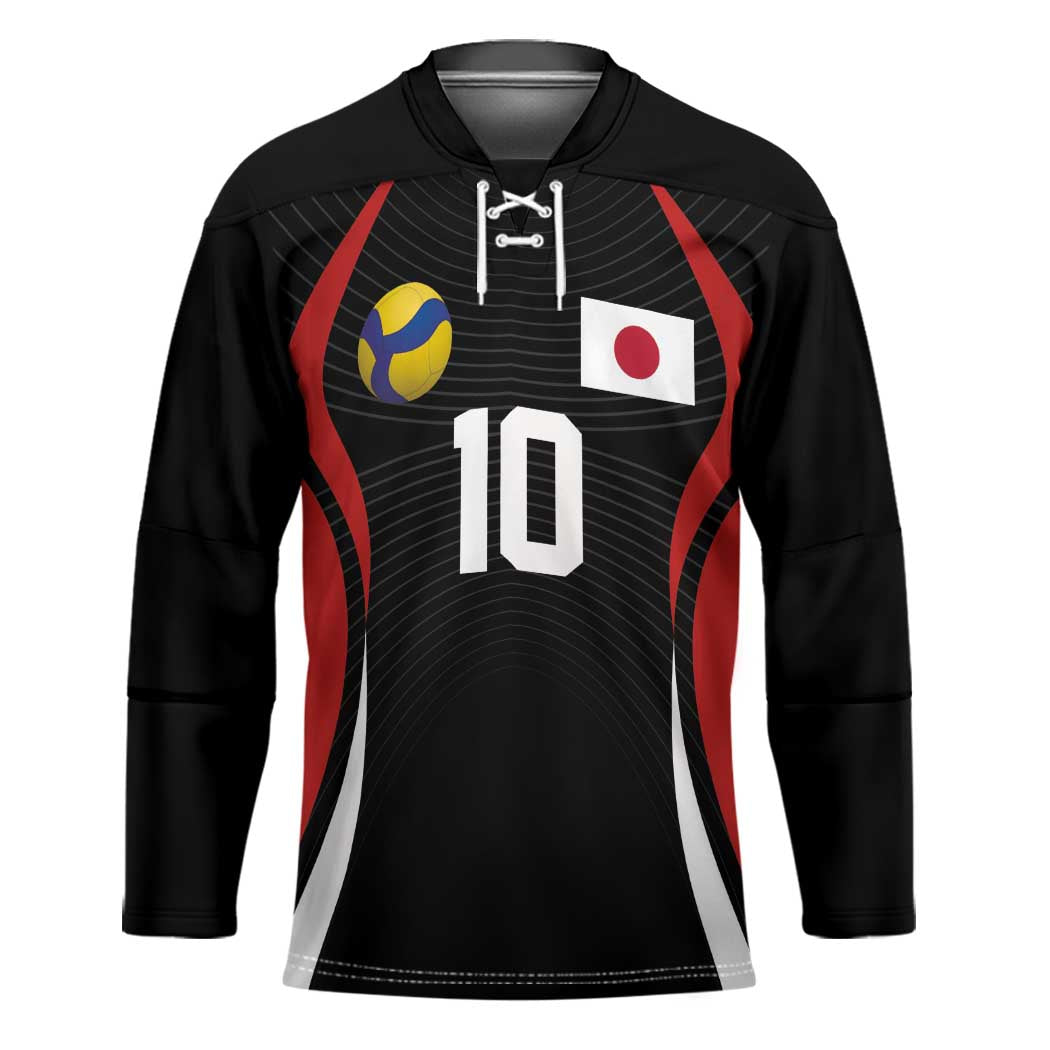Custom Japan Volleyball Hockey Jersey Sporty Style Black Color