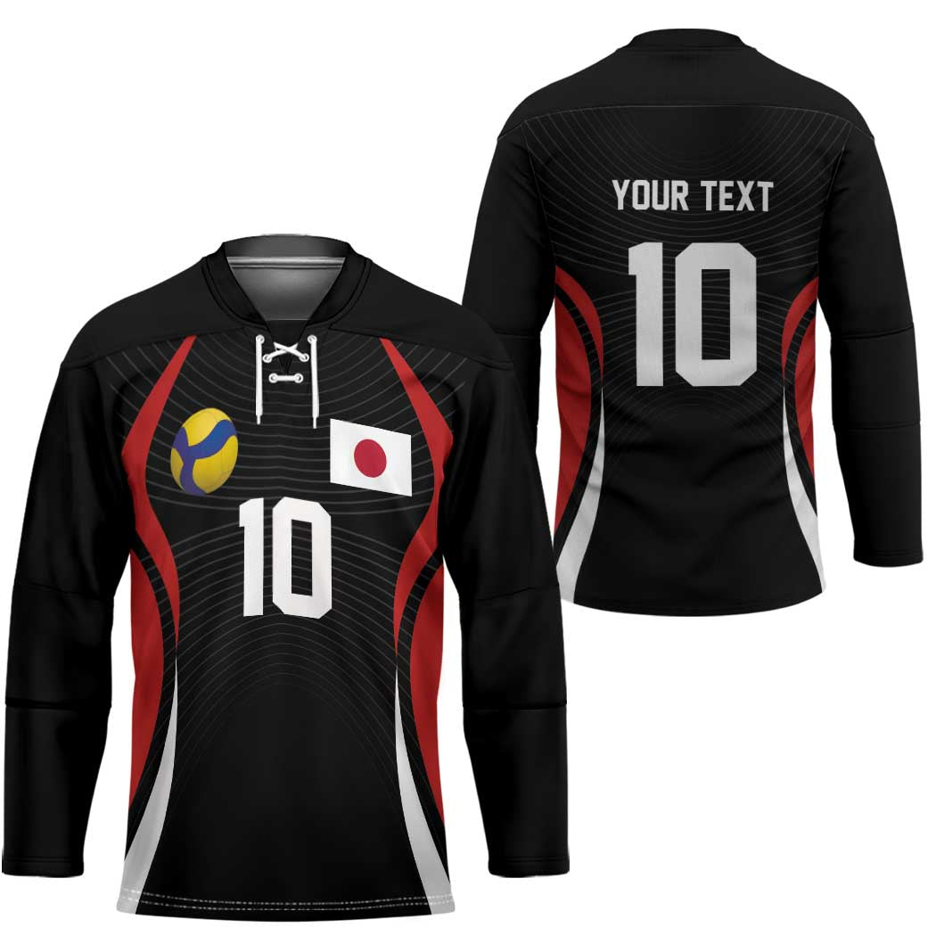 Custom Japan Volleyball Hockey Jersey Sporty Style Black Color