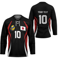 Custom Japan Volleyball Hockey Jersey Sporty Style Black Color