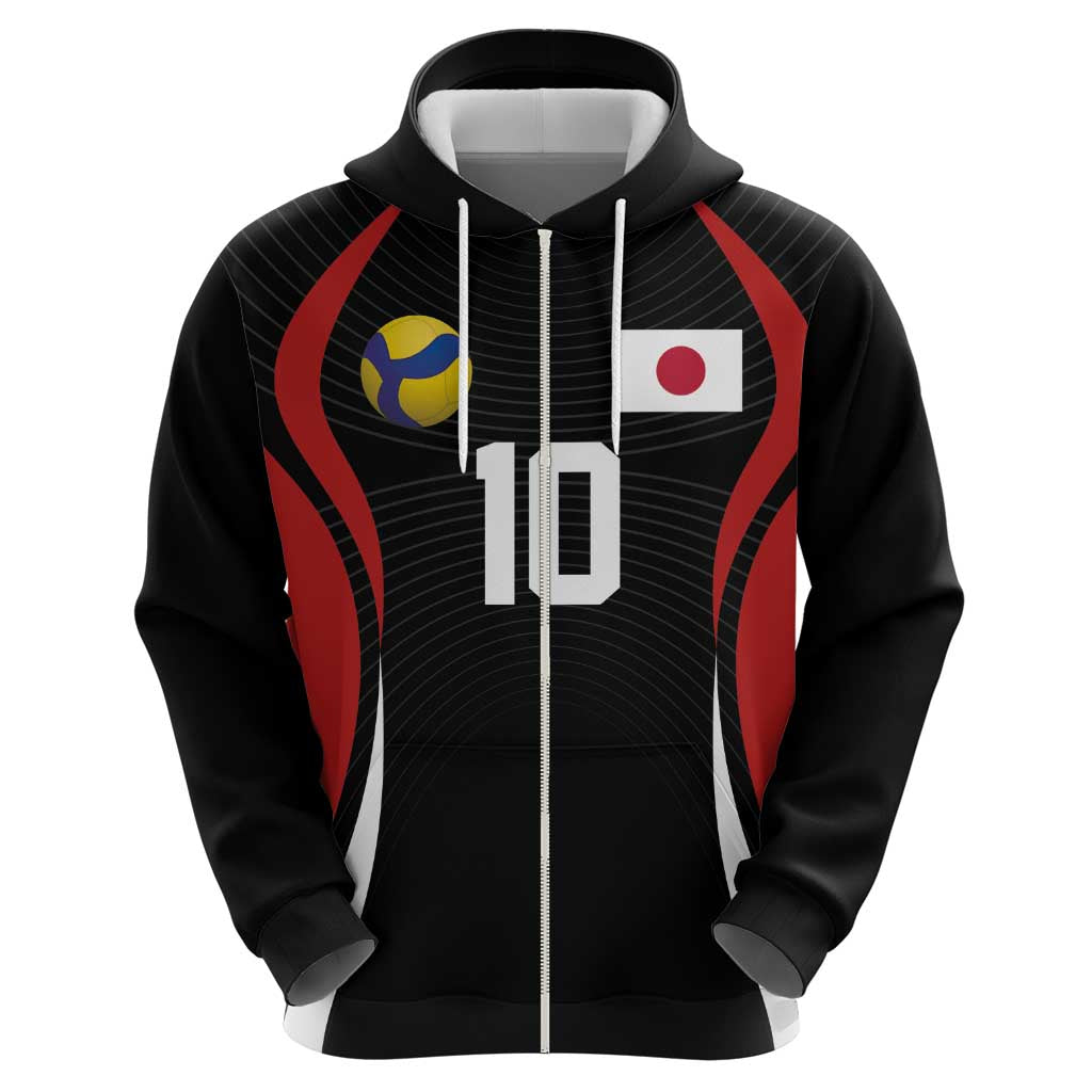 Custom Japan Volleyball Hoodie Sporty Style Black Color