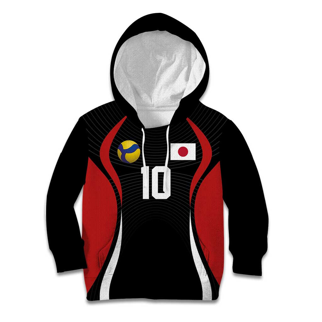 Custom Japan Volleyball Kid Hoodie Sporty Style Black Color