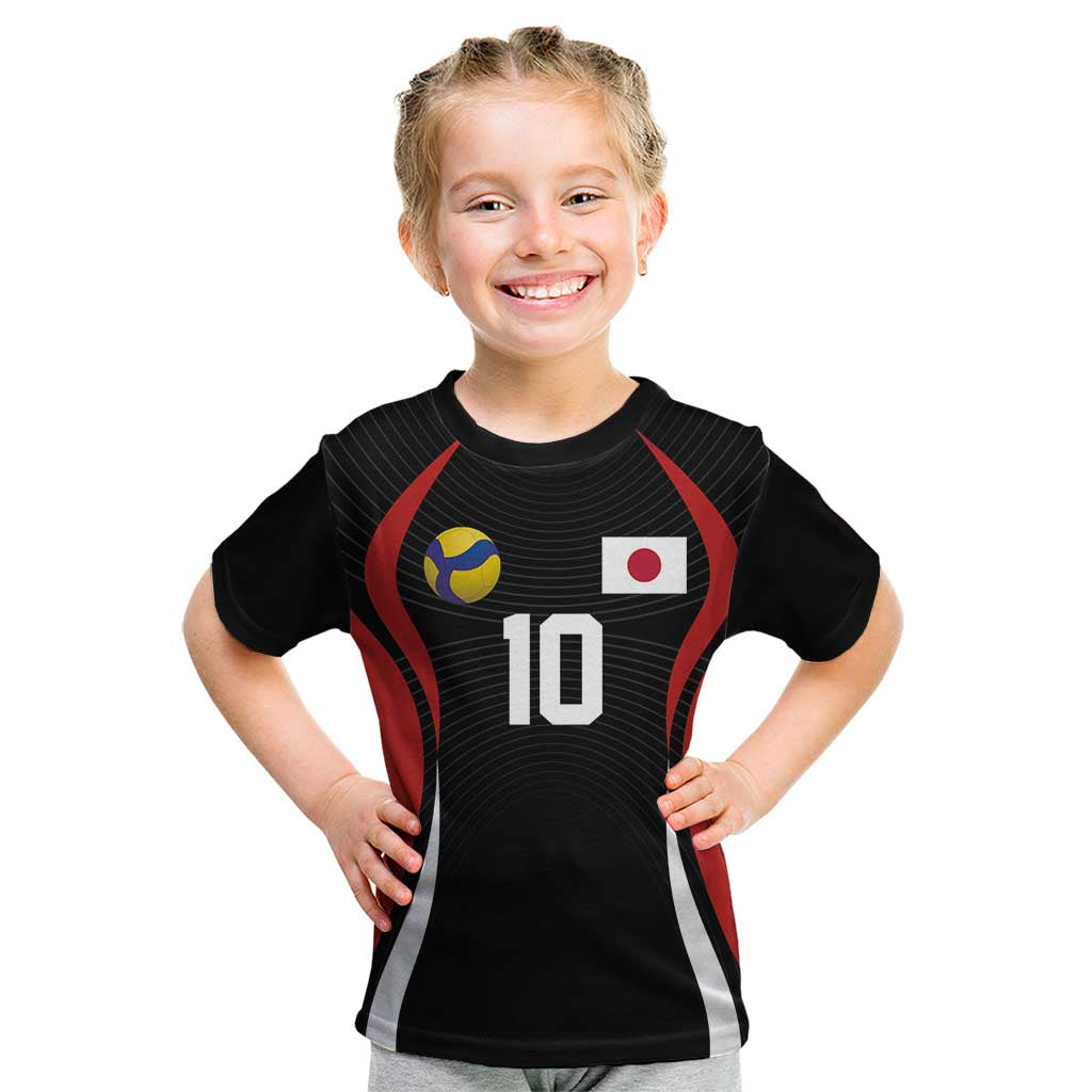 Custom Japan Volleyball Kid T Shirt Sporty Style Black Color